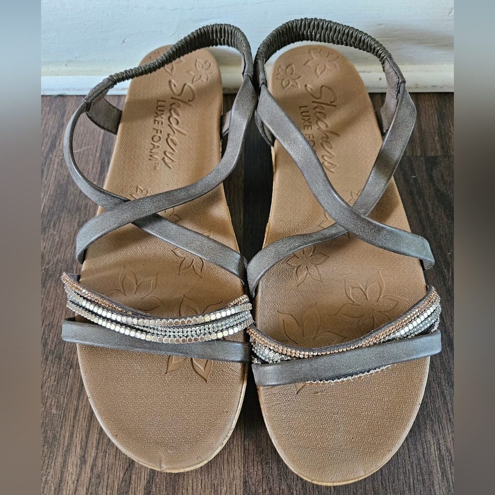 Skechers Luxe Foam Brown with Bling Size 10